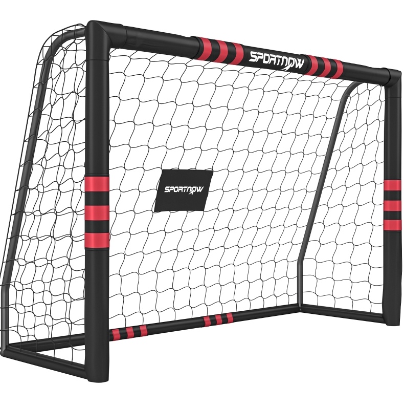 Fußballtor 180x60x120 Cm Aus Metall In Schwarz Und Rot Mit Netz, Stabil Für Den Garten – Meubliv