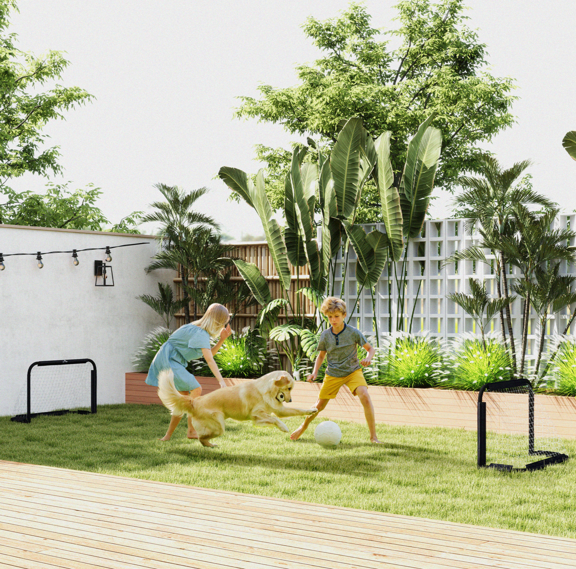 2 Klappbare Fußballtore 90x36x60 Cm Aus Schwarzem Metall Für Den Garten – Meubliv