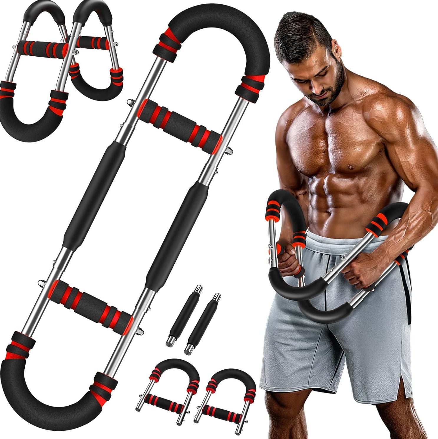 Armtrainer 68x16x2 Cm Aus Schwarzem Stahl, Verstellbarer Widerstand, Fürs Büro – Meubliv