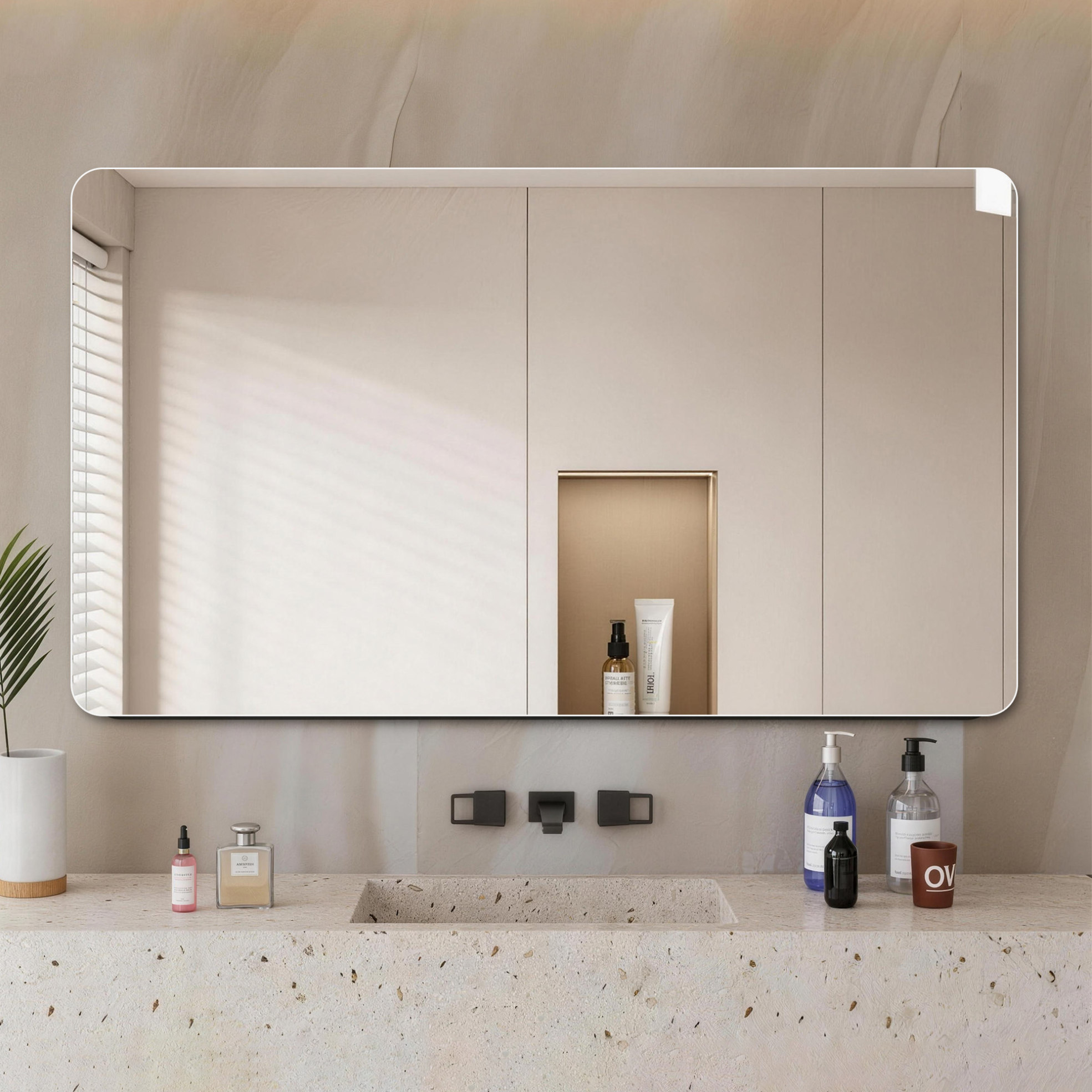 Badezimmerspiegel 100x60 Cm Aus Versilbertem Glas, Rahmenlos, Wandmontage – Meubliv