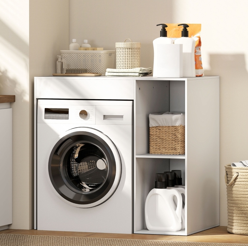 Meuble De Rangement Au Dessus Lave-linge 96x60x90,5 Cm Bois Blanc – Gain De Place Meubliv