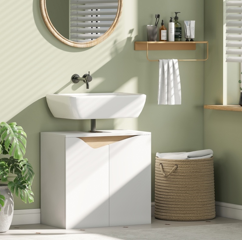 Unterschrank Für Waschbecken 60 X 35 X 57,9 Cm Weiß, Soft-close-türen, Stauraumgewinn – Meubliv