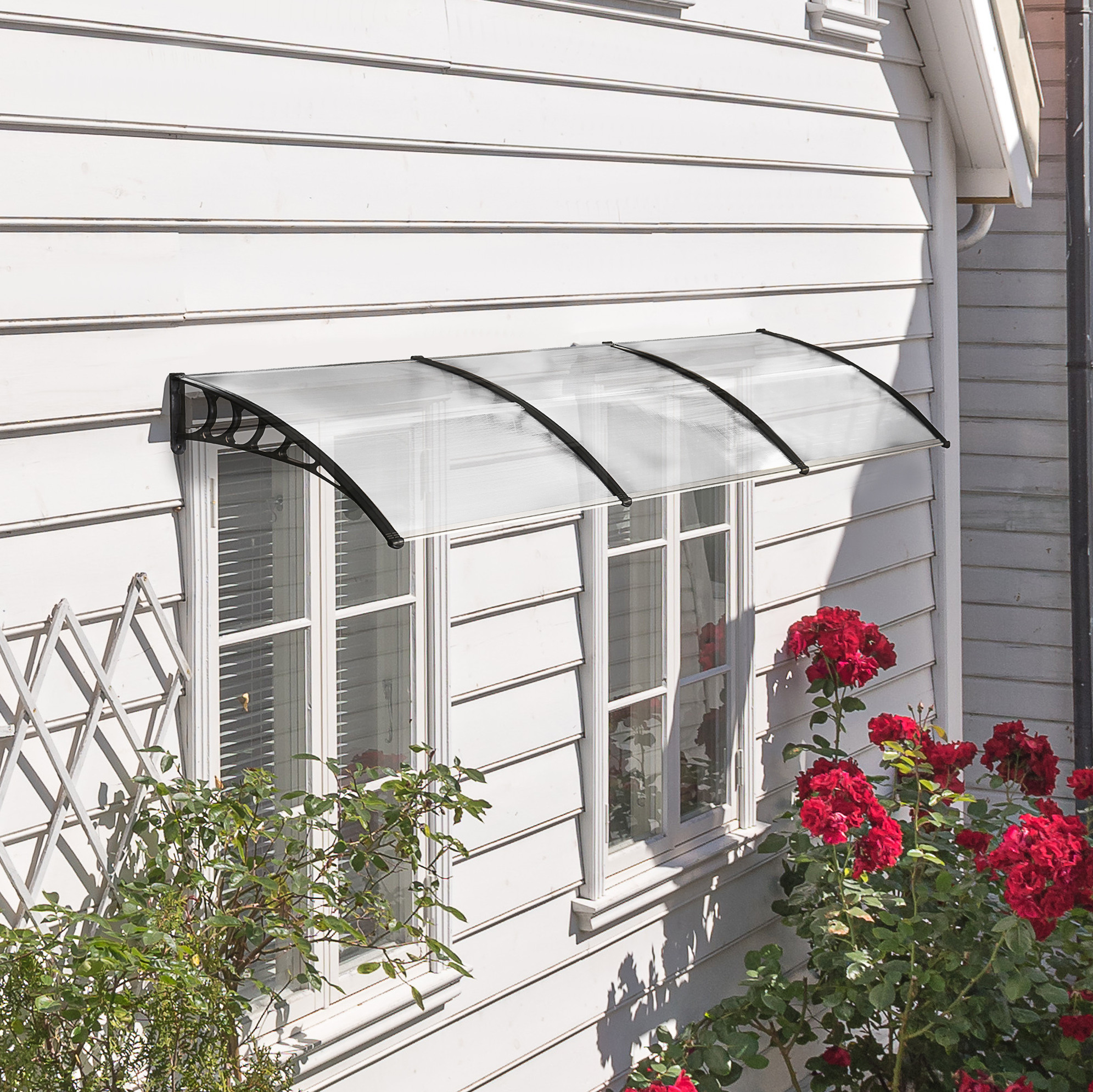 Türvordach 90 X 295 X 23,5 Cm Aus Weißem Polycarbonat Mit Uv-schutz Für Eingang – Meubliv