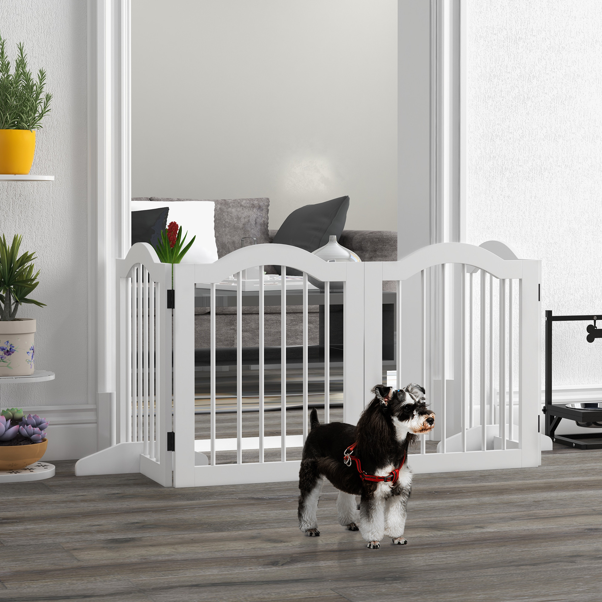Klappbares Hundegitter 203,5x61 Cm Aus Holz Und Mdf, Weiß, 4-teilig – Meubliv