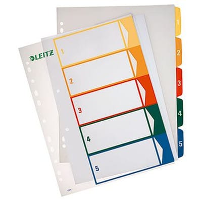 Register 12910000 DIN A4 1-5 volle Höhe Polypropylen farbig/transparent