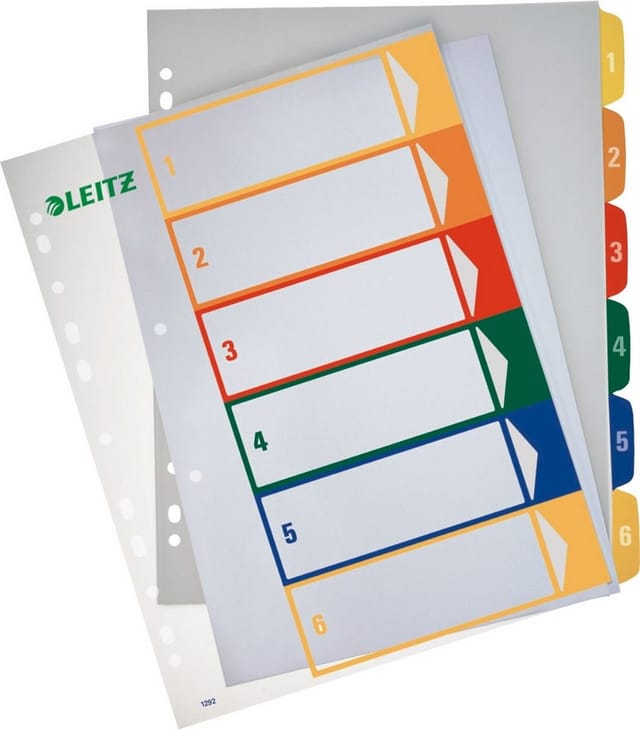 Register 12920000 DIN A4 1-6 volle Höhe Polypropylen farbig/transparent