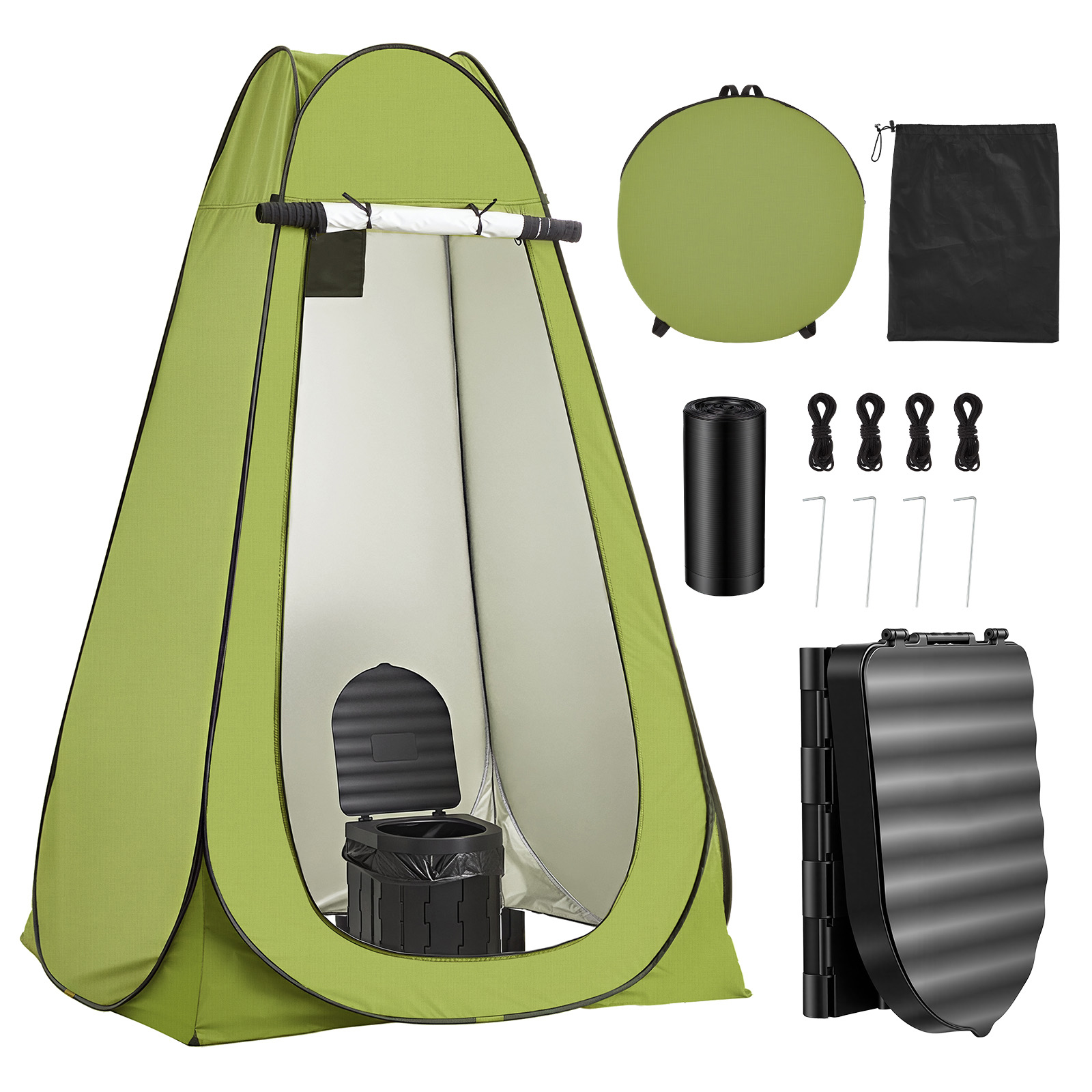 Mophorn Tragbare Campingtoilette Mit 150 Kg Belastbarkeit, Faltbare Reisetoilette Inklusive Tragetasche, Müllbeuteln Und Sichtschutzzelt, Perfekt Für Wohnmobilreisen, Camping Und Wandern