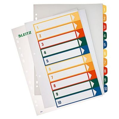 Register 12930000 DIN A4 1-10 volle Höhe Polypropylen farbig/transparent