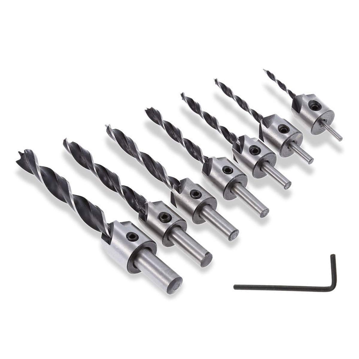7-teiliges Set Aus 5-schneidigen Hss-senkbohrern – Holzfräser – Holzbohrer Zum Anfasen Von Holz – Größen 3–10 Mm