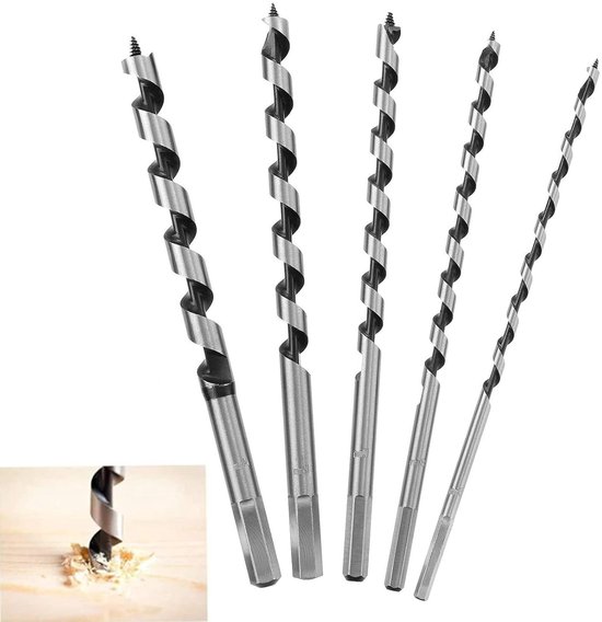 5-teiliges Set Holzbohrer – Spiralbohrer – Und Holzbearbeitungswerkzeuge Mit Langem Griff (durchmesser 6/8/10/12/14 X 230 Mm) – Für Präzise Arbeiten