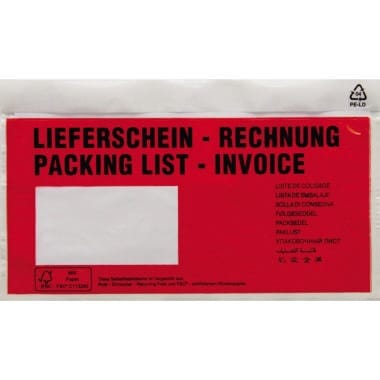Dokumententasche Lieferschein- Rechnung DL mF sk rt 250 St./Pack.