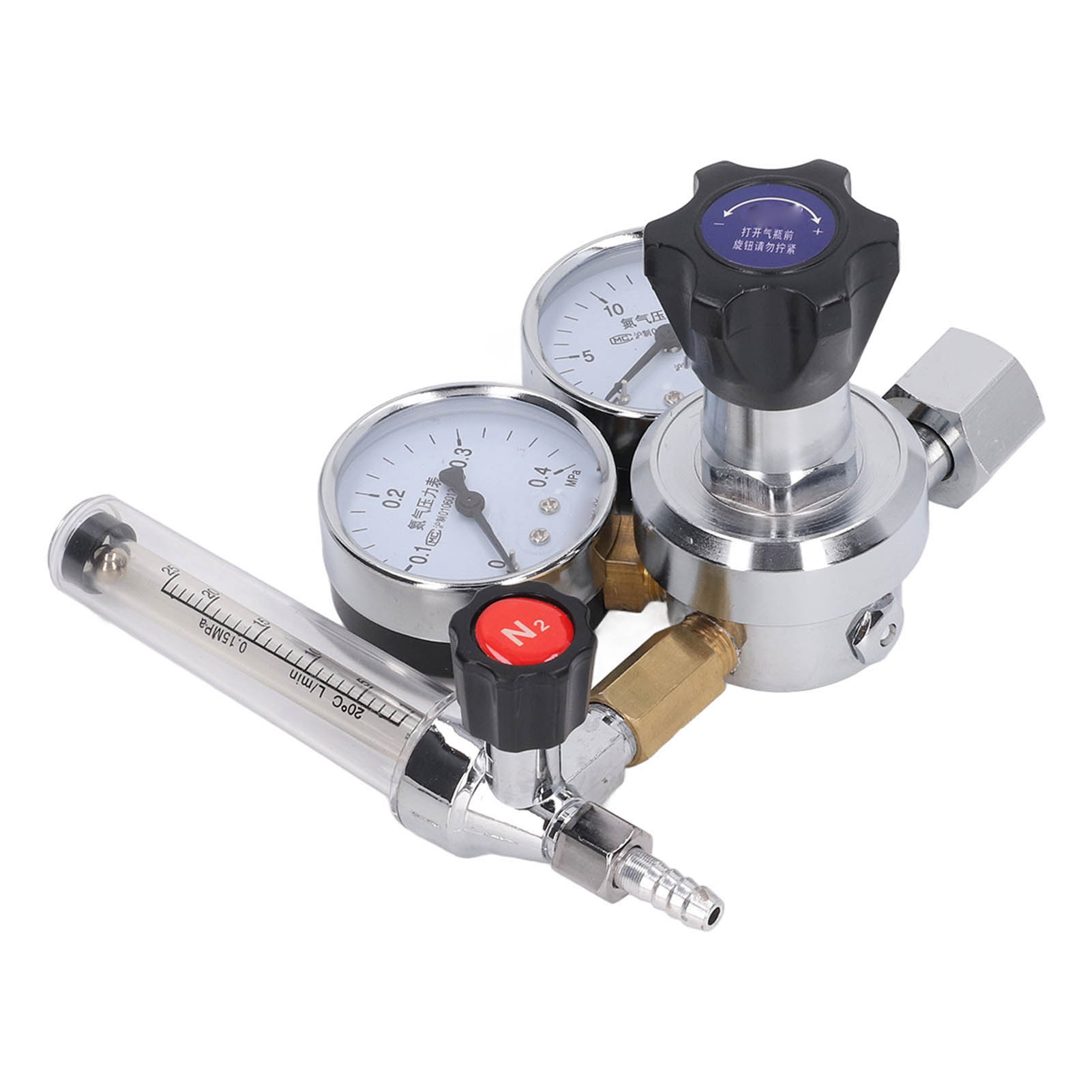 Stickstoffgasregler Mit Durchflussmesser, Hochpräziser Messing-druckregler, Labor-manometer, Durchflussmessgerät.