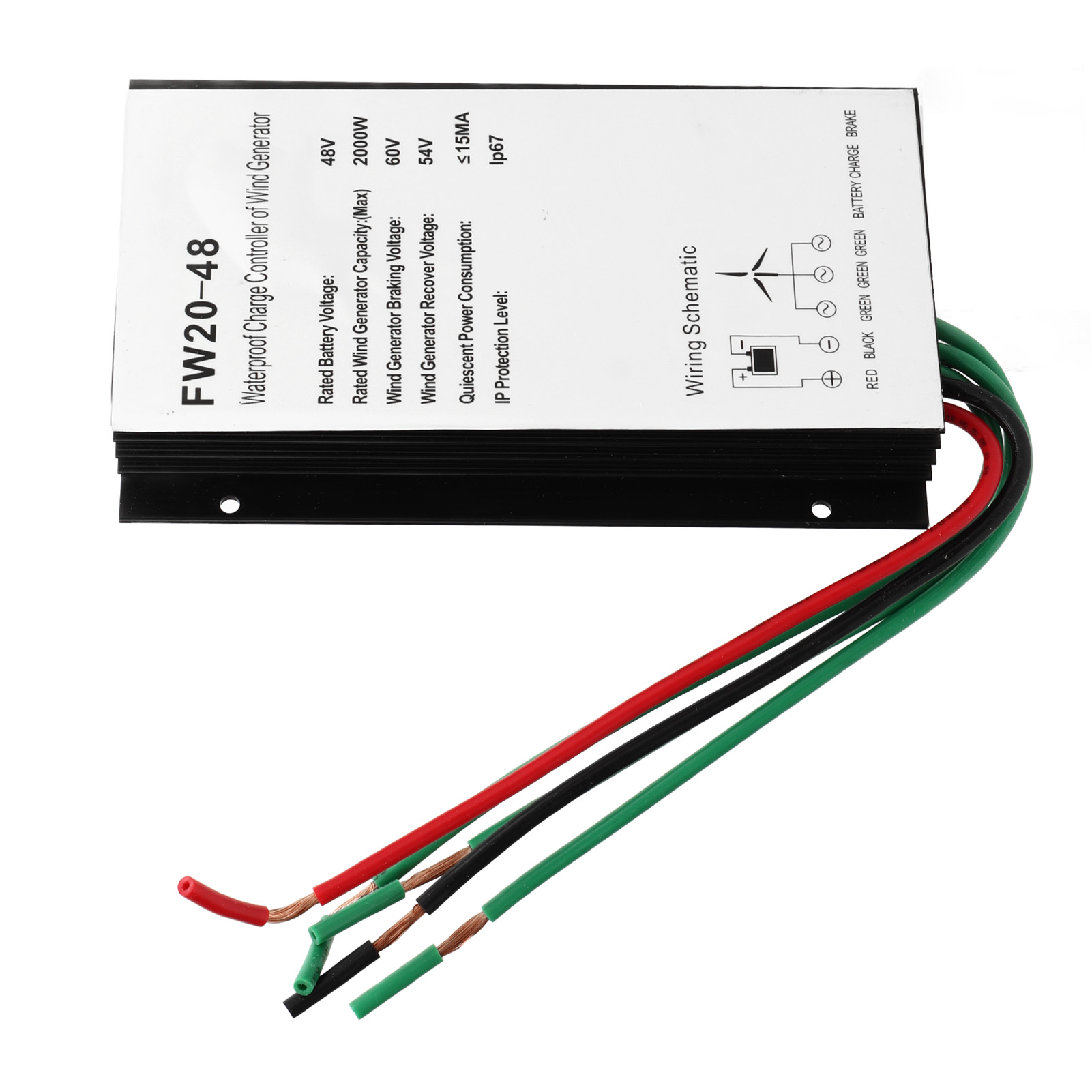 48v 2000w Windkraftanlage Mit Pwm-laderegler, Wasserdichtes Aluminiumgehäuse, Automatische Erkennung, Steuerung Für Windgeneratoren