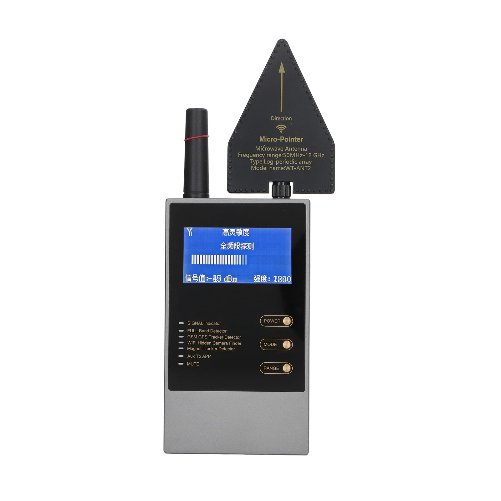 Drahtloser Signaldetektor 50 Mhz Bis 8 Ghz, Maximale Reichweite 10 M, Led-anzeige, Spionagekamera Und Mikrofon-ortungsgerät