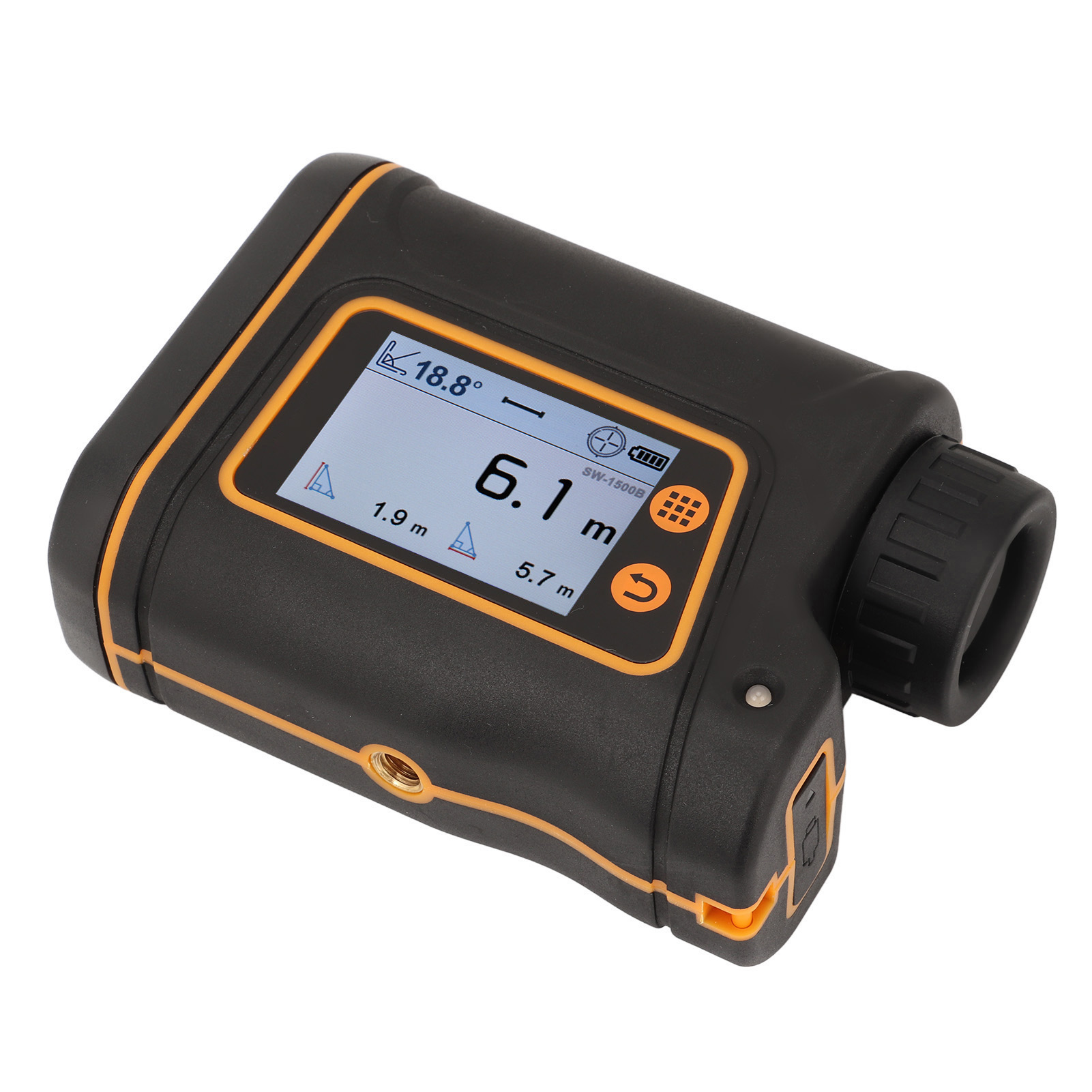 1500-m-laser-entfernungsmesser Mit 6-facher Vergrößerung, Touchscreen-lcd, Tragbarem Distanzmesser Für Jagd Und Golf, Inklusive Batterie, Reichweite: 1640 Yards