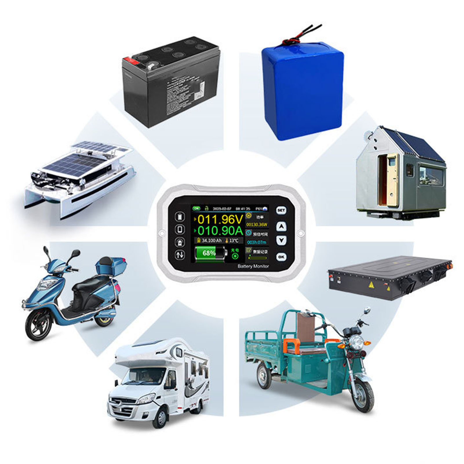 Intelligenter 400-a-batteriemonitor Mit Shunt, 0-120-v-voltmeter Für Wohnmobile, Programmierbarer Hoch-/niederspannungsalarmtester