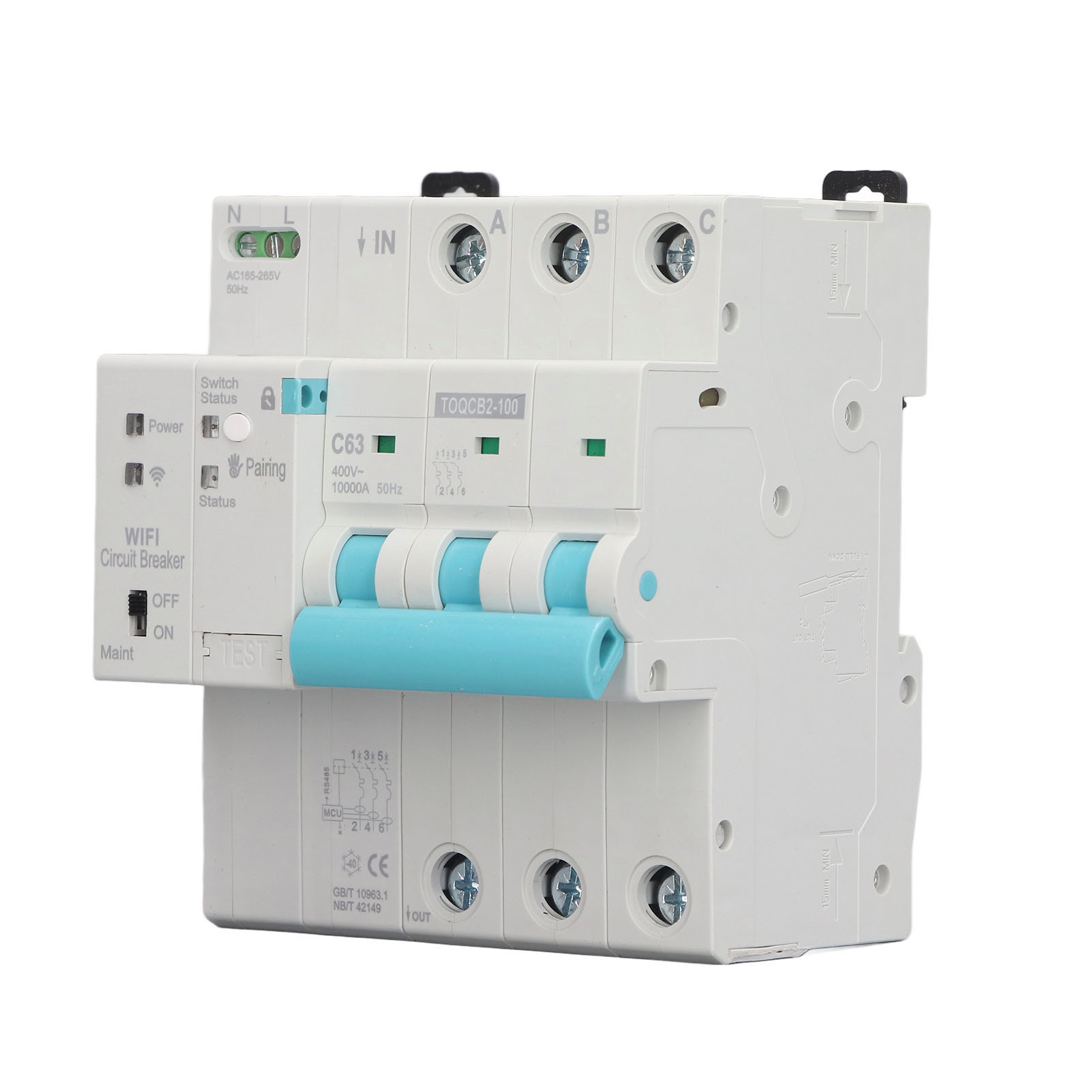 3p 63a 145-295v Wifi-automatikschalter Mit Drahtloser Fernbedienung, Verbrauchsmessung Und Störungsschutz Für Schaltschränke.