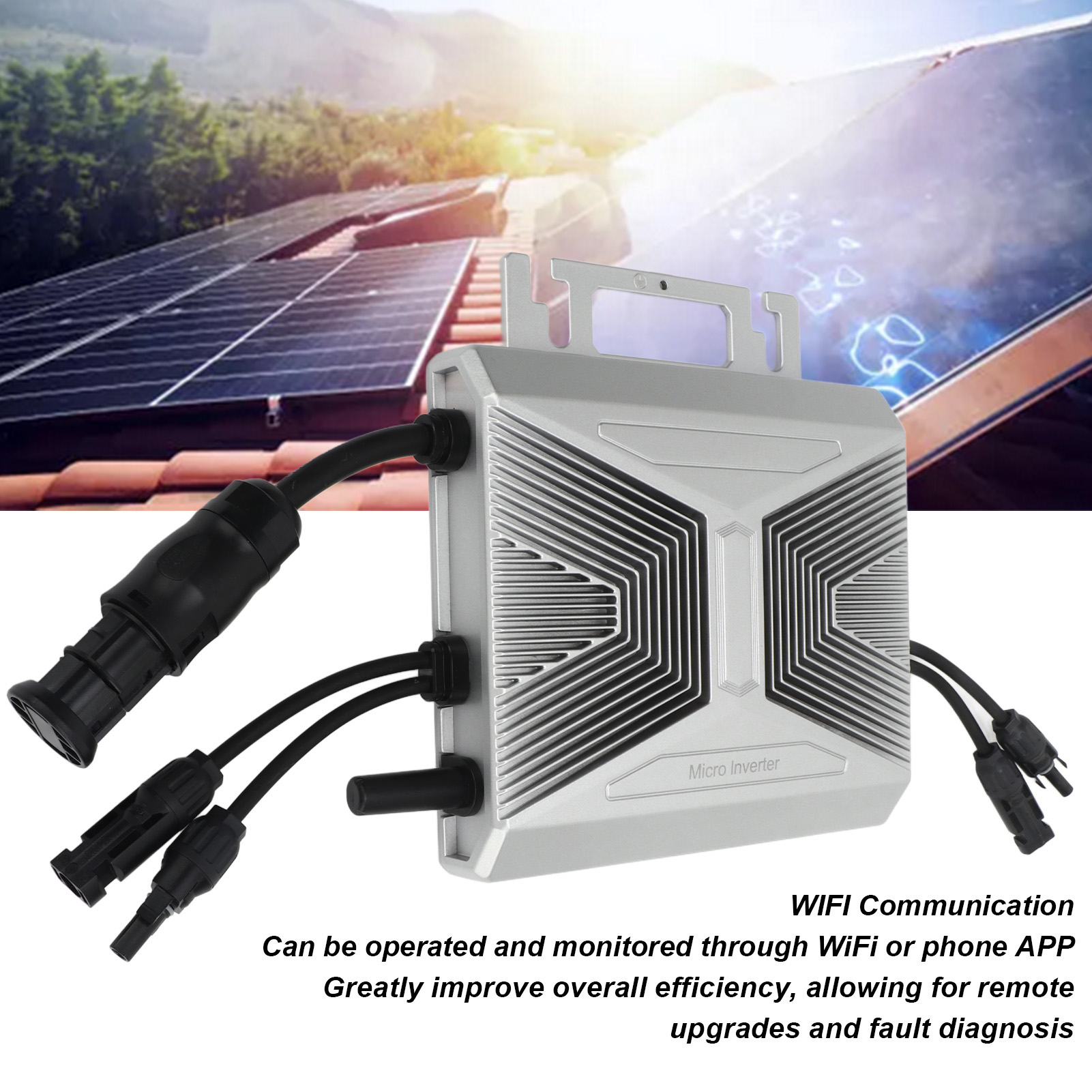 800-w-solar-mikrowechselrichter, Wasserdicht (ip67), Netzanschluss, Wlan-kommunikation, 230-v-eu-stecker, Photovoltaik-nachführung