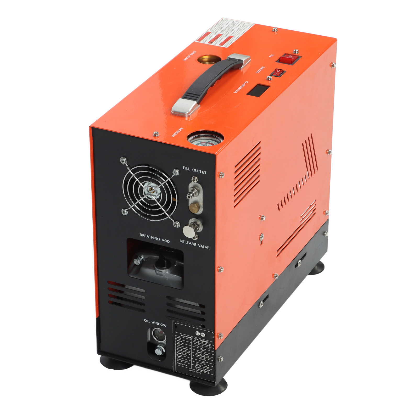 Tragbarer Luftkompressor 100-300 Bar 4500 Psi, Doppelzylinder-pcp, Automatische Abschaltung, 1,5-1,8 Cfm, 220v Eu-stecker, Schnelles Aufpumpen.