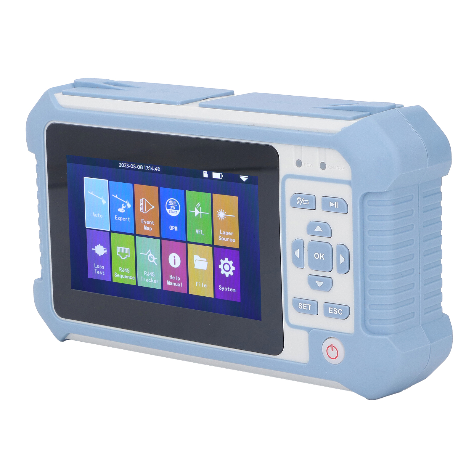 4,3-zoll-lcd-lichtwellenleiter-tester, Fehlerortungs-leistungsmesser, Otdr-gerät (optisches Zeitbereichsreflektometer), 100–240 V Eu-stecker