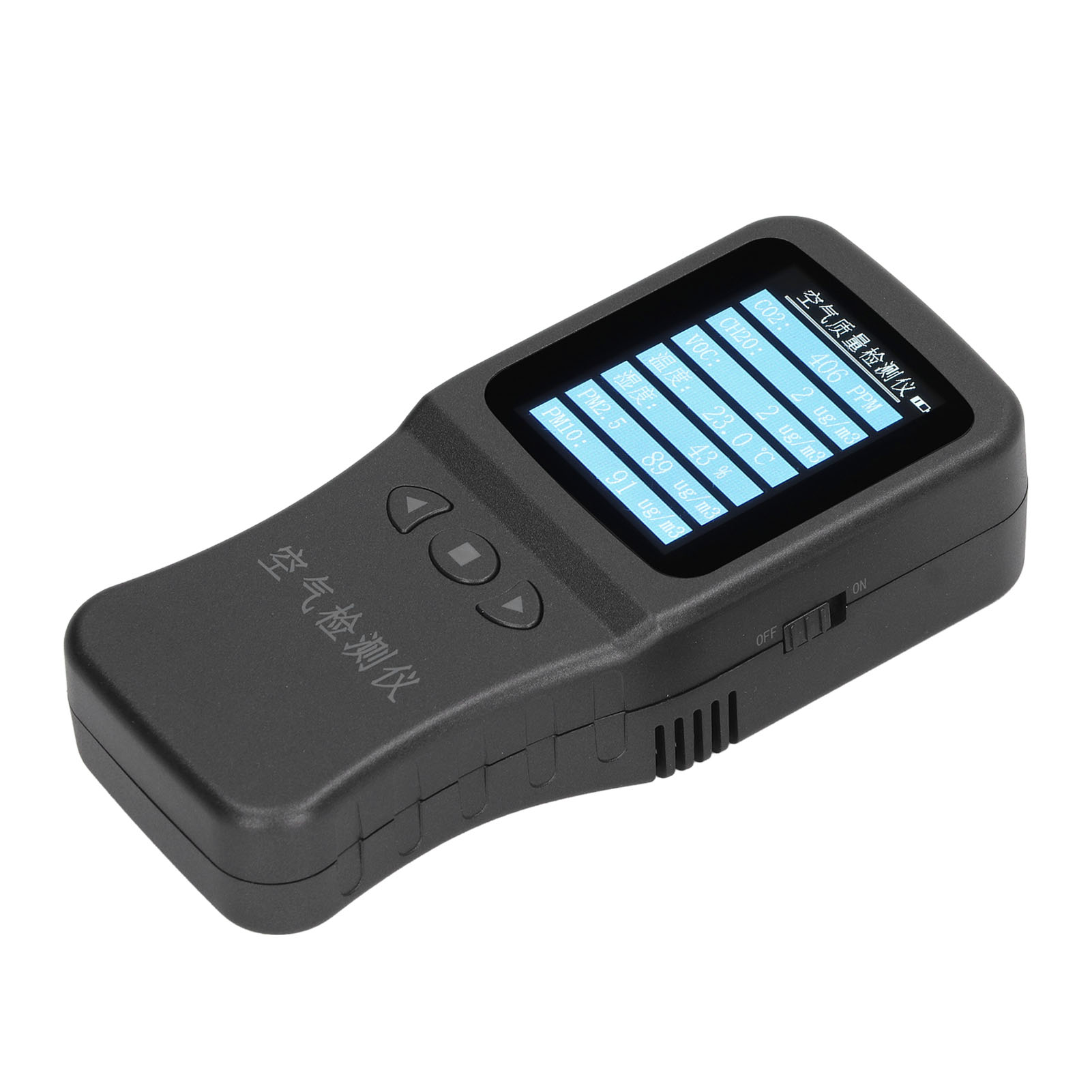 Tragbarer 7-in-1-luftqualitätsdetektor, Misst Temperatur, Luftfeuchtigkeit, Pm2.5, Pm10, Vocs, Ch2o, Co2, Mit Wandhalterung, 3,7-v-batterie, Präziser Umweltmonitor.