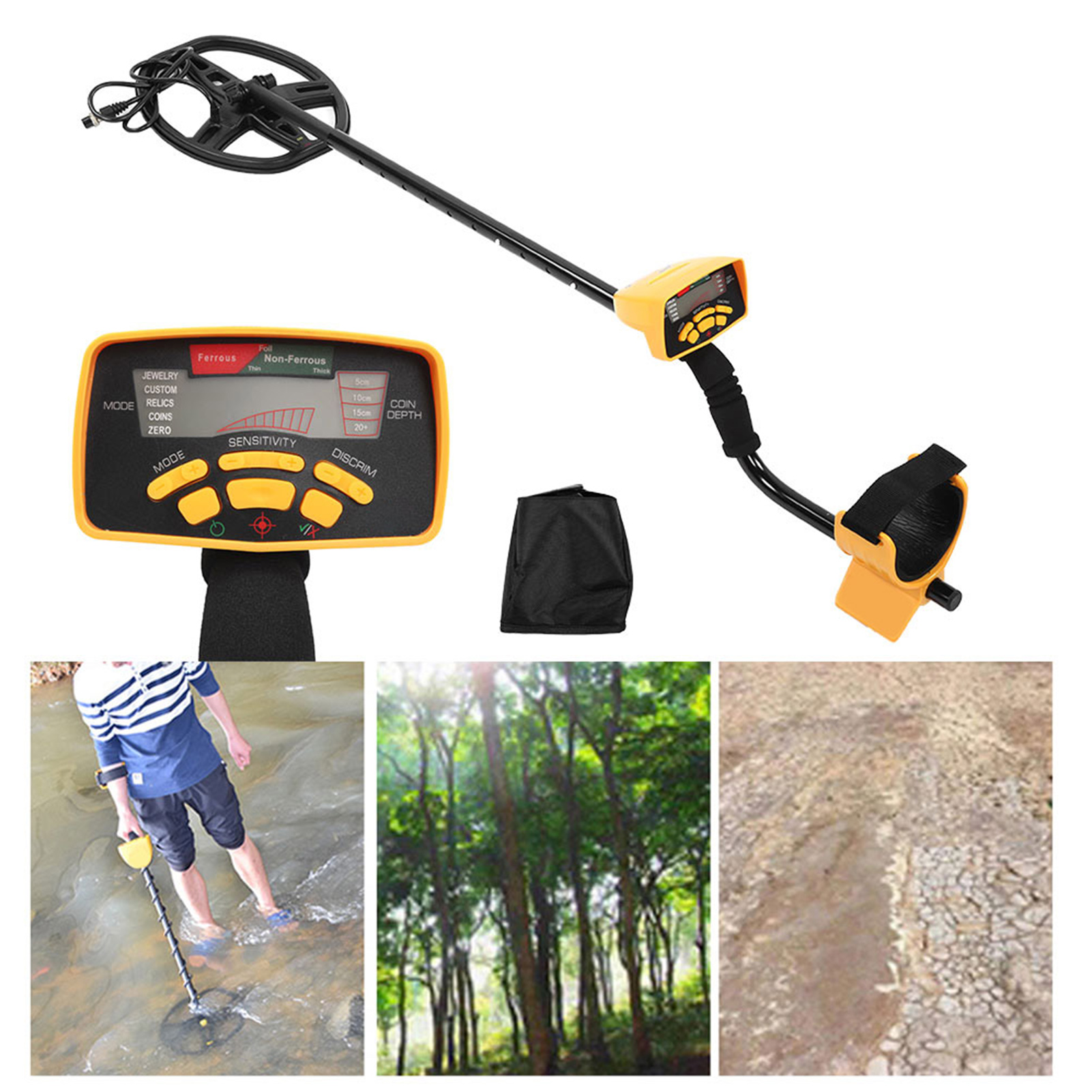 Wasserdichter Metalldetektor Mit Lcd-bildschirm, Suchzeiger, Wasserdichter Spule, Münzfinder, Kopfhörern Und Schaufel.