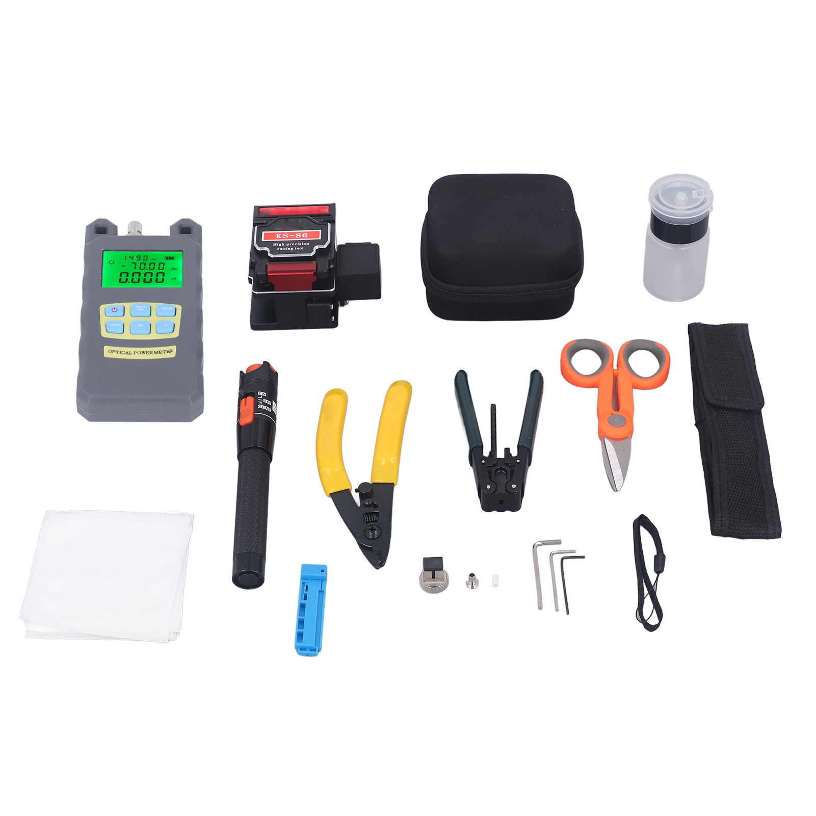 Glasfaser-testkit -70 Bis +10 Dbm, 7 Wellenlängen, Optisches Wattmeter, Optisches Fehlerortungsgerät, Glasfaserschneider Und Abisolierzange, Professionelles Werkzeug