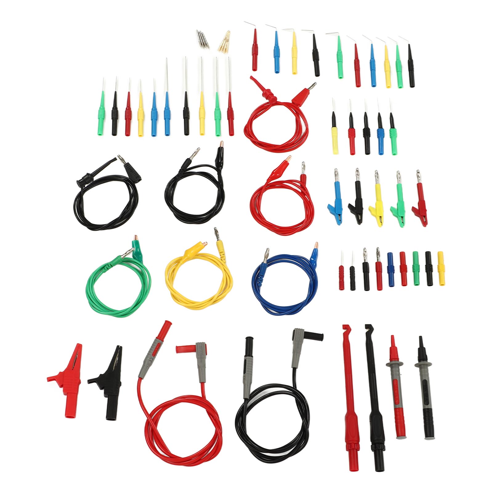 Set Mit 62 Multimeter-messleitungen, Bananensteckern, Krokodilklemmen, Messspitzen, Messhaken, 1000 V