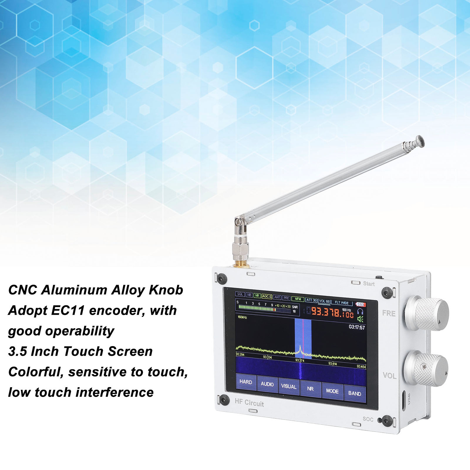 50 Khz–2 Ghz Sdr-dsp-empfänger, 3,5-zoll-touchscreen, Rauscharmes Kurzwellenradio, Integrierte Wärmeableitung, Tragbarer Hf/vhf/uhf-empfänger