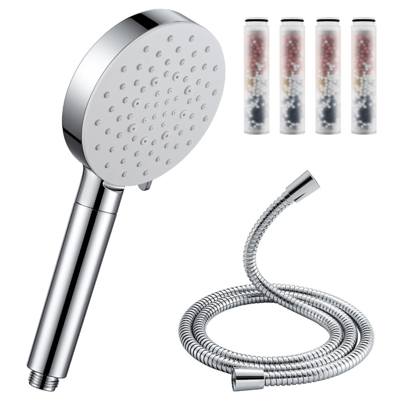 Auralum Max Soffione Doccia Filtrato Per Acqua Dura, Portatile, Ad Alta Pressione, Con 6 Modalità Di Spruzzo, Design A Risparmio Idrico, Include 5 Filtri Di Ricambio E Tubo Da 1,5 M, Colore: Bianco