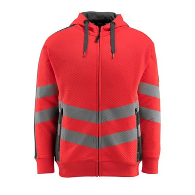 Warnschutz-Kapuzenshirt Corby 50138-932, warnrot/anthrazit, Größe L