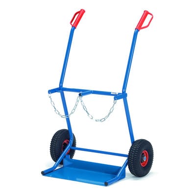 Stahlflaschenkarre 51006, Vollgummireifen, für 2 Flaschen, Tragkraft 100kg