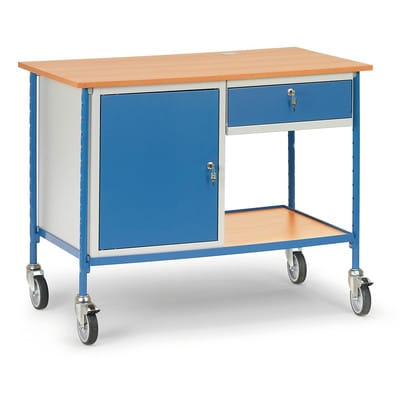 Rolltisch 5866, 3 Ebenen, Schublade, Flügeltür, Tragkraft 150kg