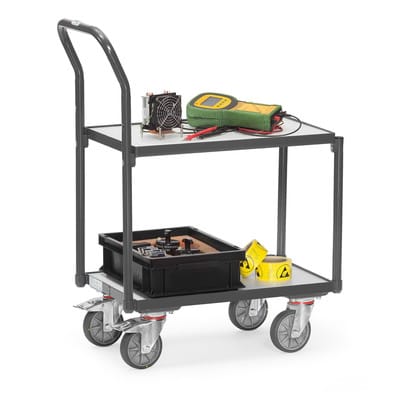 ESD-Etagenroller mit Rohrschiebebügel, Tragkraft 250kg