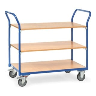 Tischwagen 1800, 3 Ebenen, Holzwerkstoffplatten, Tragkraft 200kg