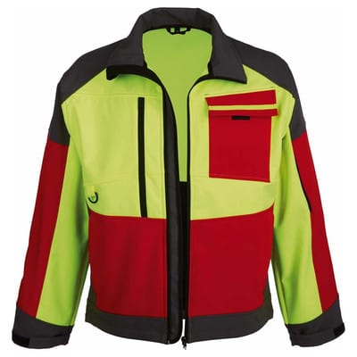 Waldarbeiter-Softshelljacke Forest Jack Red, rot/anthrazit/warngelb, Größe M