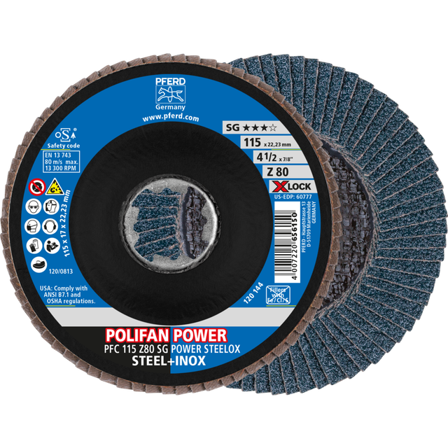POLIFAN POWER Fächerscheibe PFC 115 mm X-LOCK konisch Z80 SG STEELOX Stahl/Edelstahl