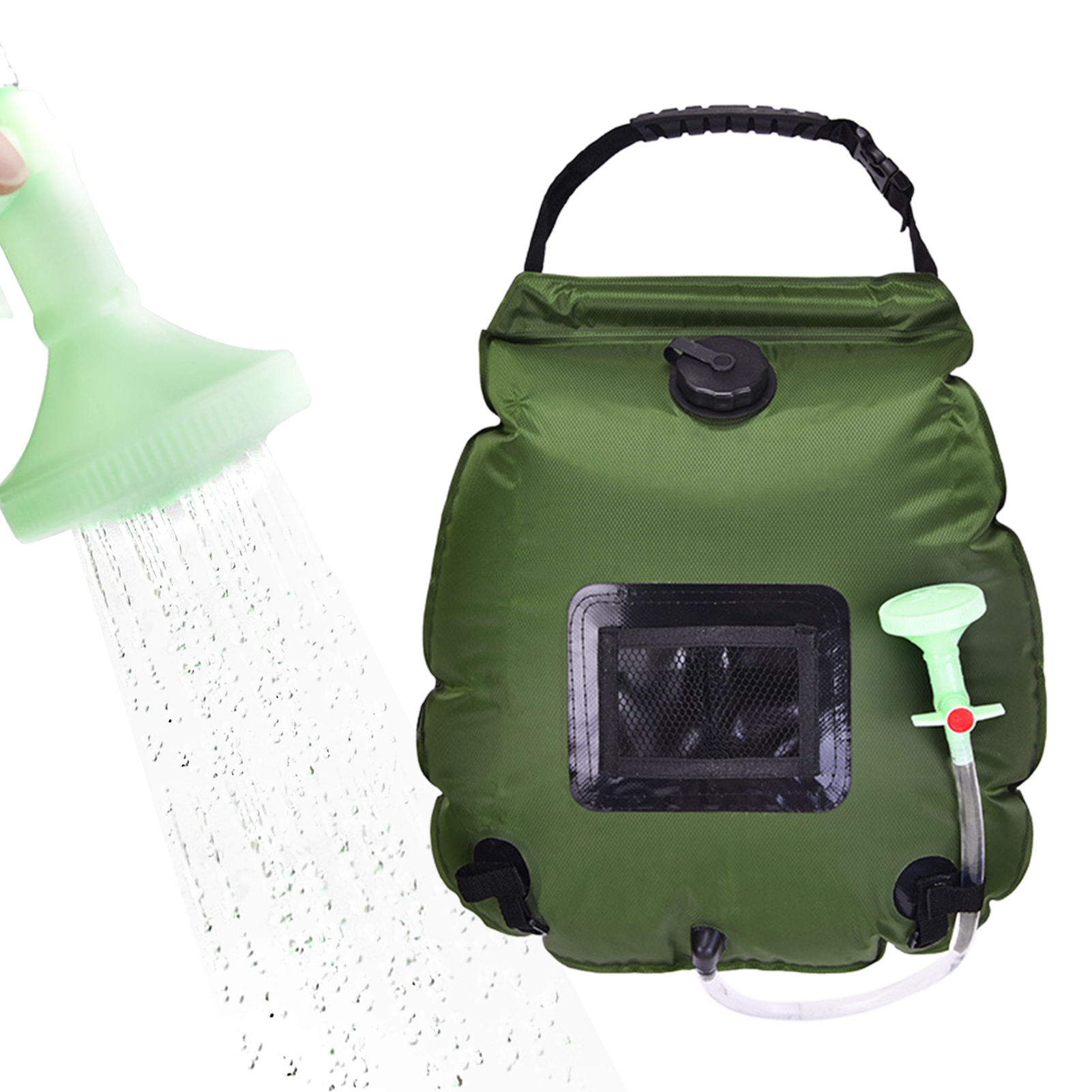 Tragbare Solarduschtasche (20 L) – Uv-wassererhitzer Mit 50 Cm Schlauch Und Duschkopf, Leicht (430 G), Faltbar, Ideal Für Camping Und Wandern