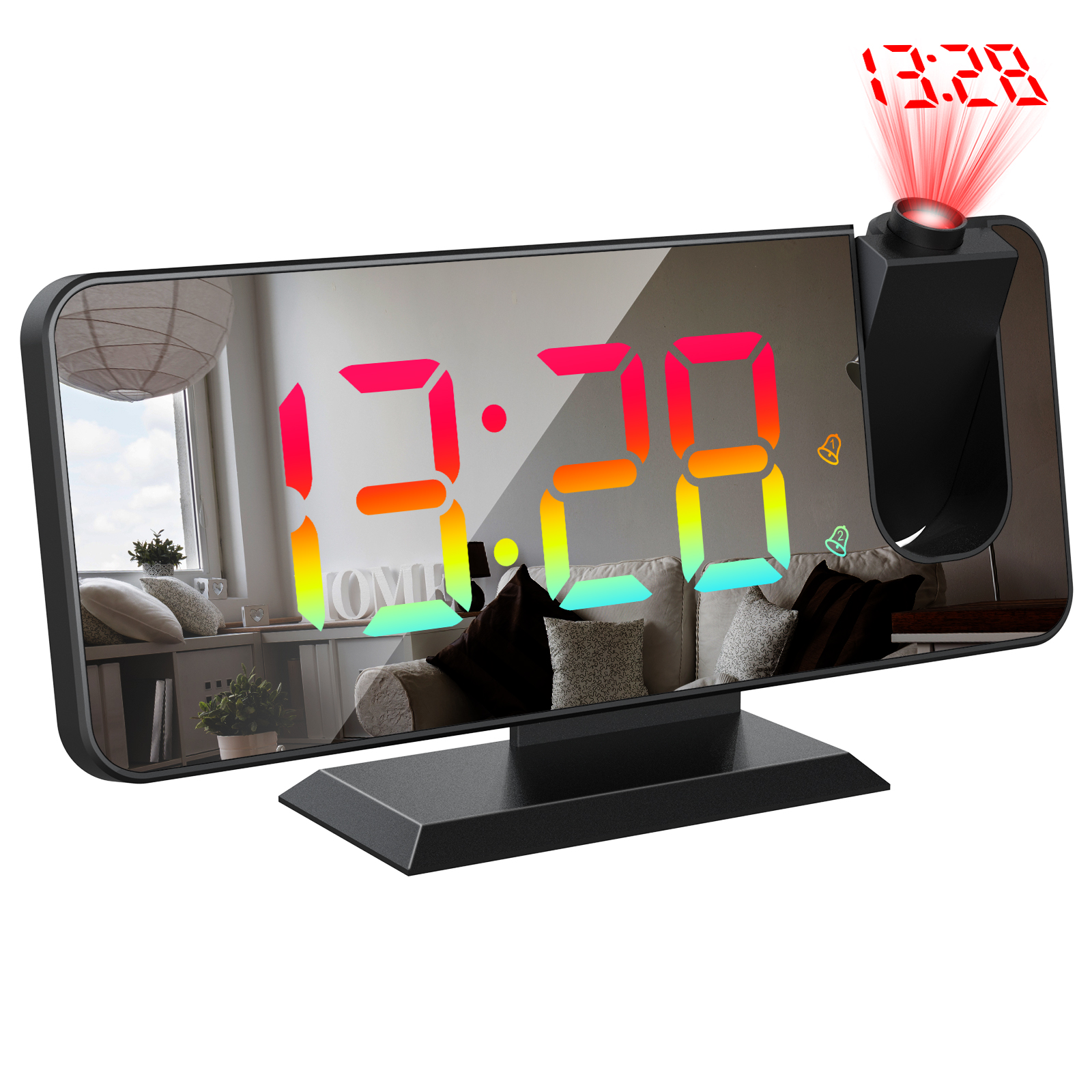 Digitaler Projektorwecker Mit 180°-deckenprojektion – Dual-rgb-alarm Fürs Schlafzimmer
