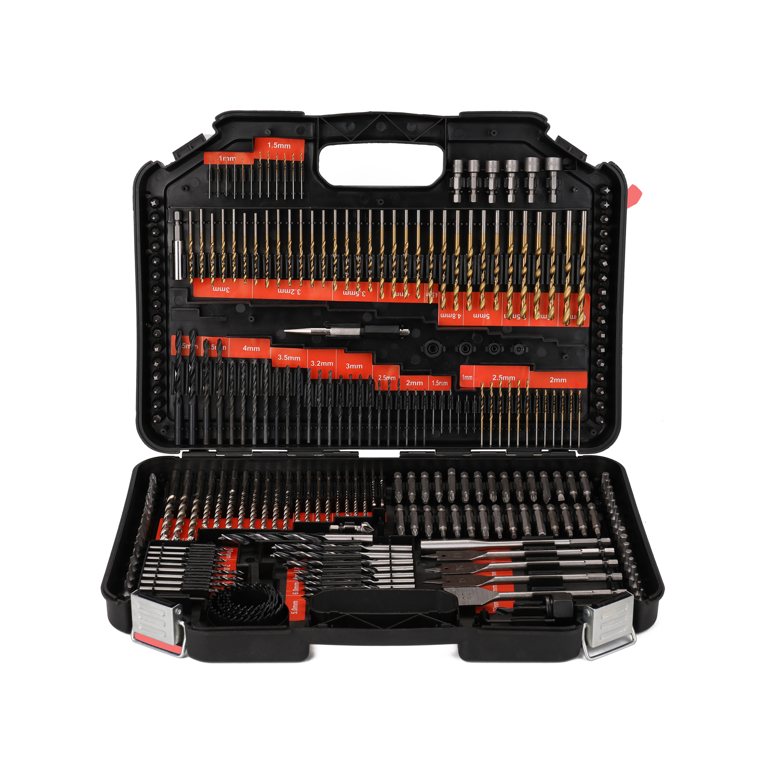 Set Mit 246 Bohrern Für Die Holzbearbeitung: Flachbohrer, Spiralbohrer, Betonbohrer Und Lochaufweiter.