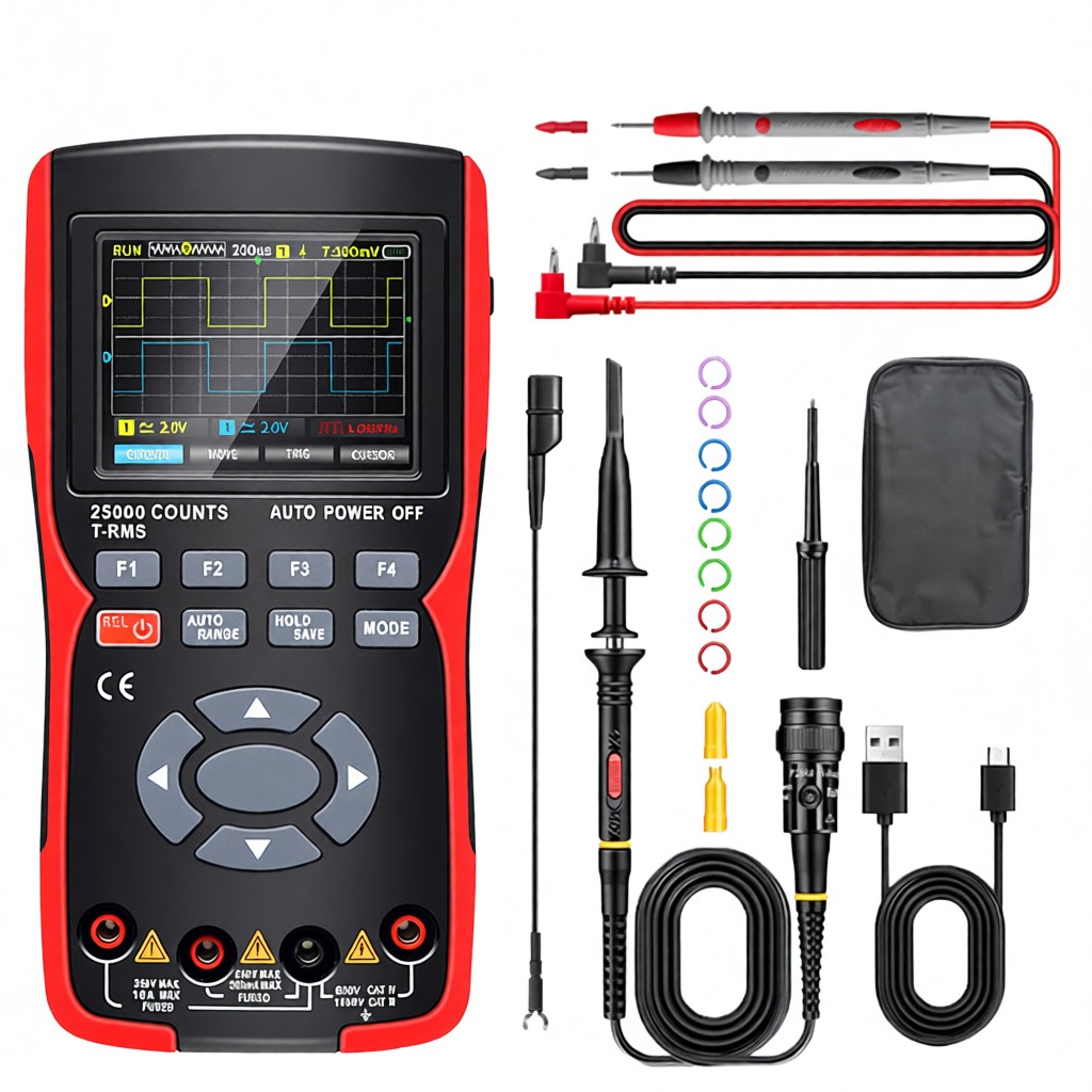 3-in-1 Tragbares Multimeter-oszilloskop 50 Mhz 280 Msa/s 3,5-zoll-farbdisplay Mit Signalgenerator