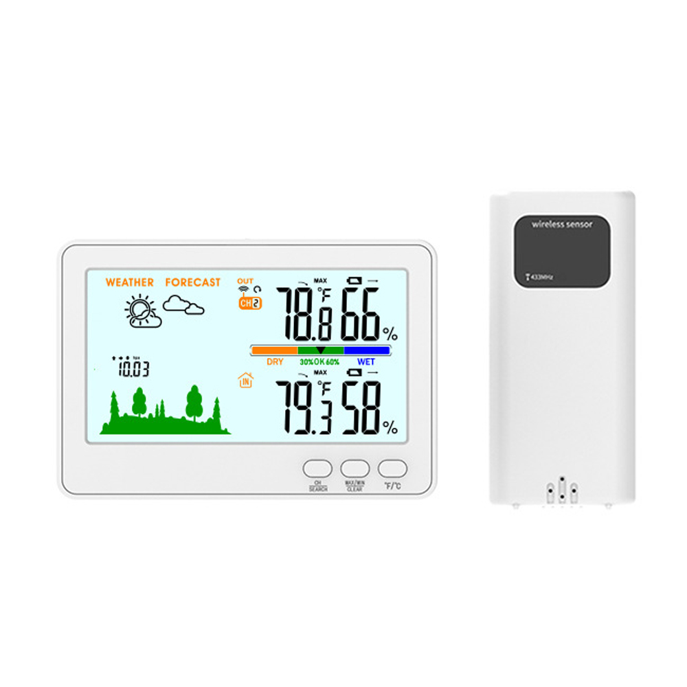 Kabelloses Außenthermometer 433 Mhz Mit Hintergrundbeleuchtetem Lcd-display, Hygrometer Für Haus Und Garten