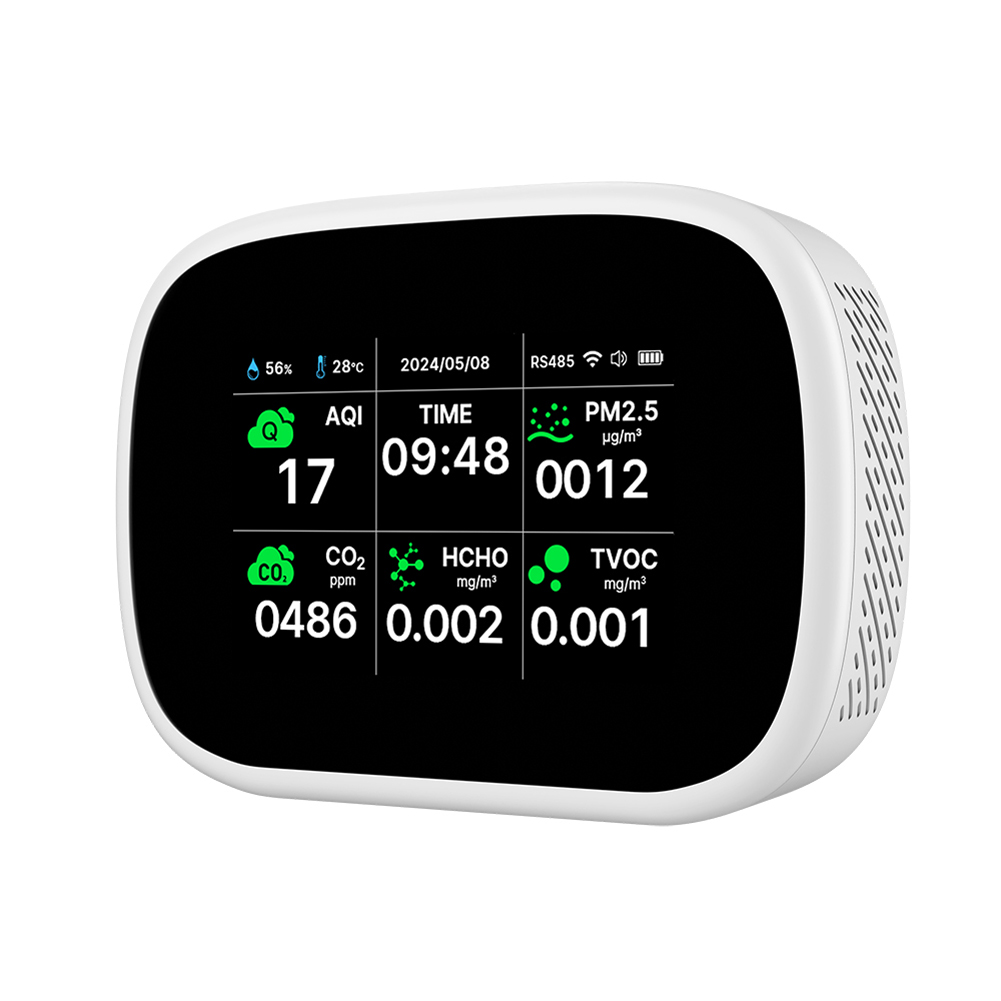 Raumluftqualitätsmessgerät Mit Co2-, Pm2,5- Und Tvoc-sensor Sowie Hcho-überwachung, 10 Einstellungen Und 3000-mah-akku Für Zuhause