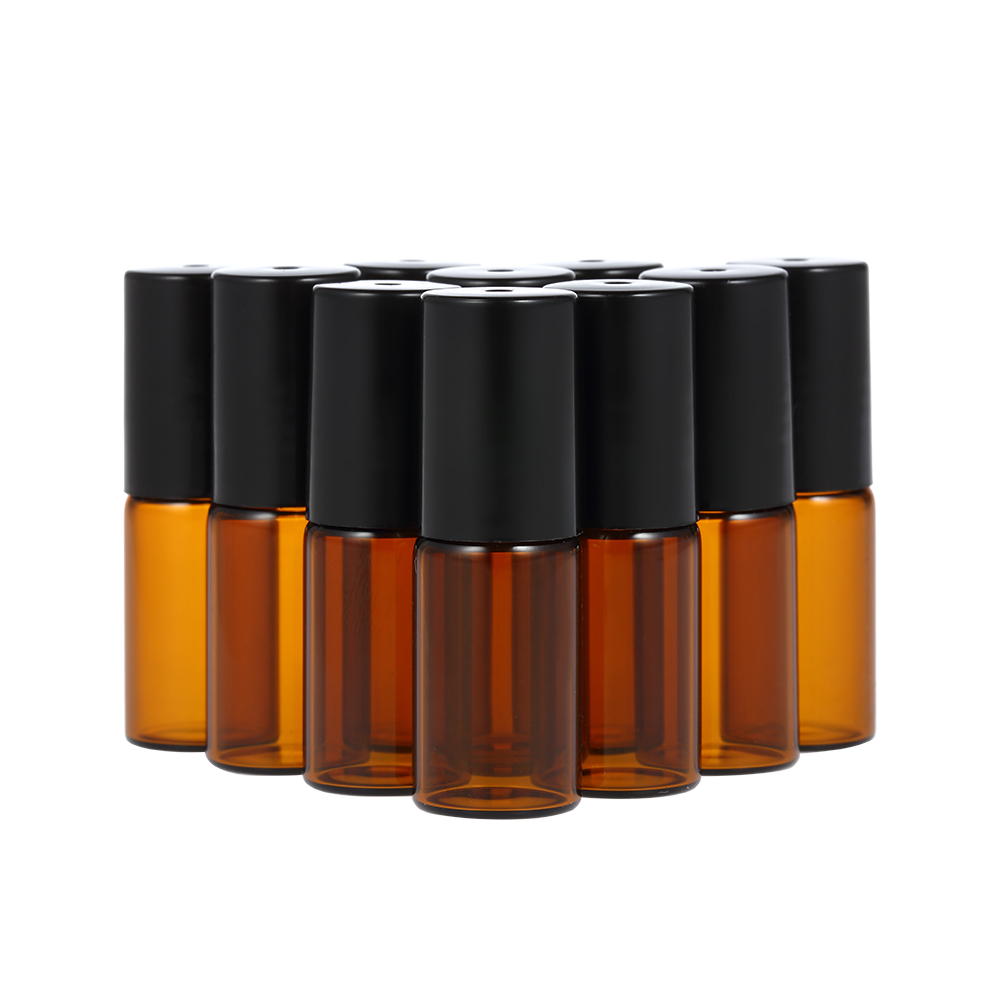 Packung Mit 10 Roll-on-fläschchen À 5 Ml Für Ätherische Öle, In Braunglas, Mit Edelstahlkugel Und 3 Ml Pipette.
