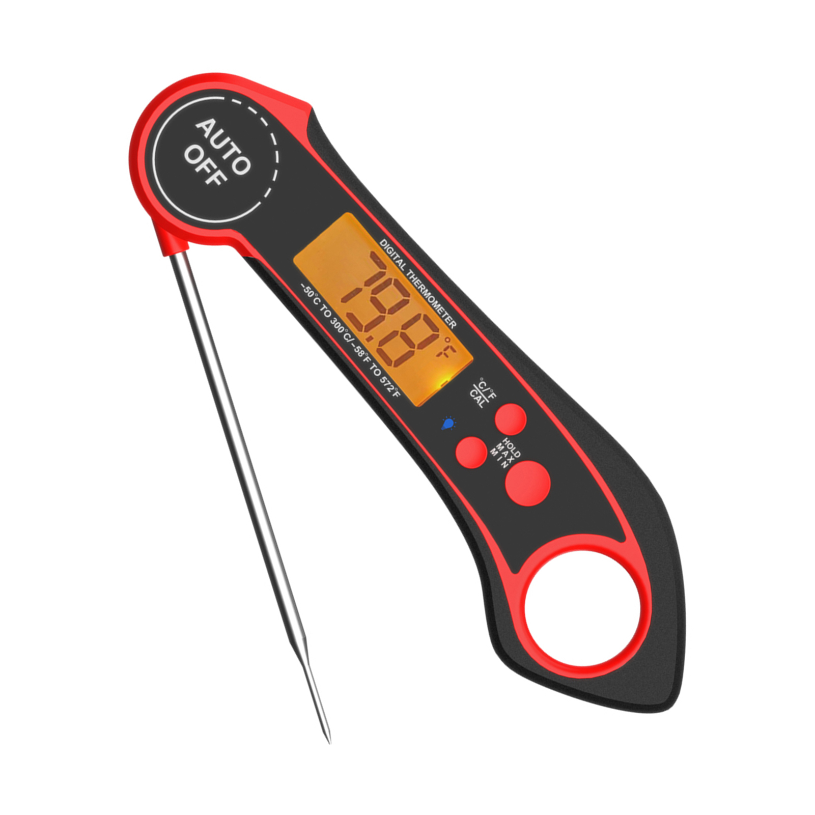Digitales Sofort-messthermometer Mit Hintergrundbeleuchtung Für Fleisch, Grill, Smoker, Kochen Und Backofen Mit Klappbarer Sonde