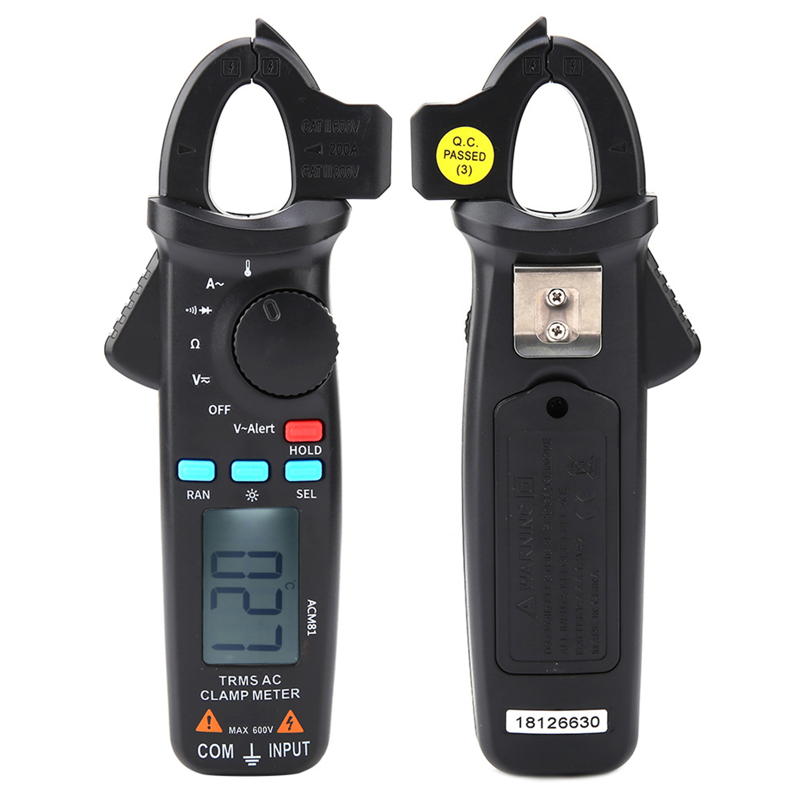 Acm81 Digitales Stromzangenmessgerät, True Rms, 2000 Zählerstände, Automatische Bereichswahl, Strom- Und Spannungsprüfer