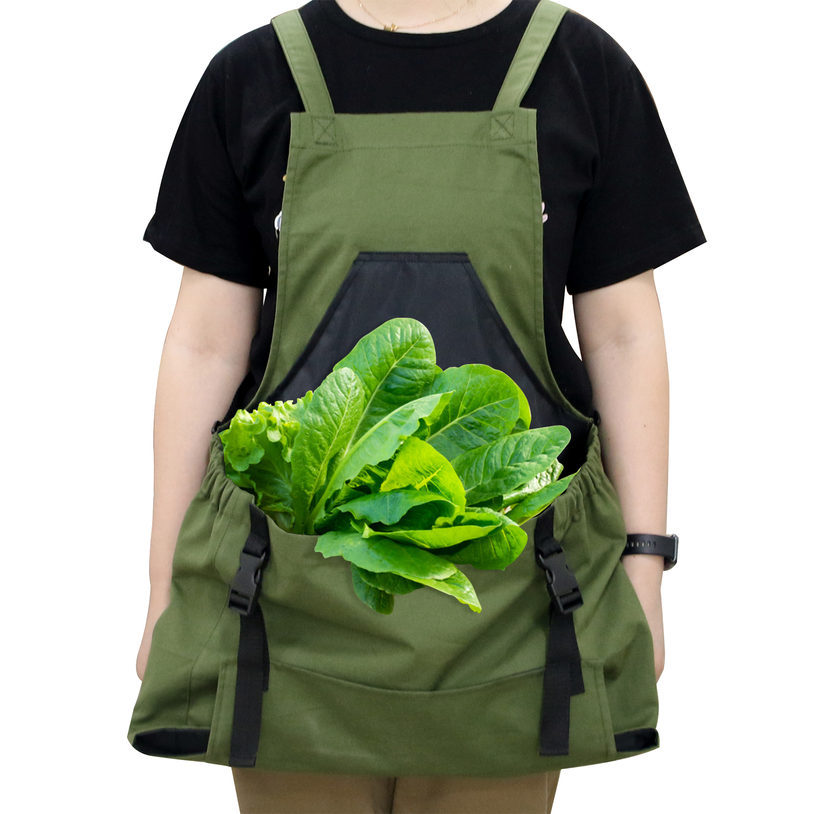 Outdoor-gartenschürze Aus Canvas Mit Taschen, Ideal Zum Campen, Gärtnern Und Ernten Von Gemüse, Obst Und Blumen.