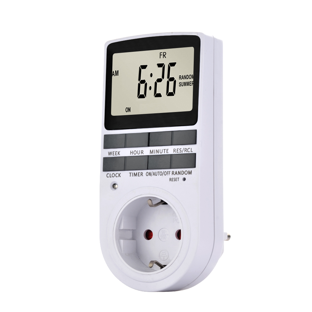 24-stunden-/7-tage-schuko-stecker-zeitschaltuhr Mit Hintergrundbeleuchtetem Lcd-bildschirm Und Notstrombatterie Für Warmwasserbereiter Und Heizkörper
