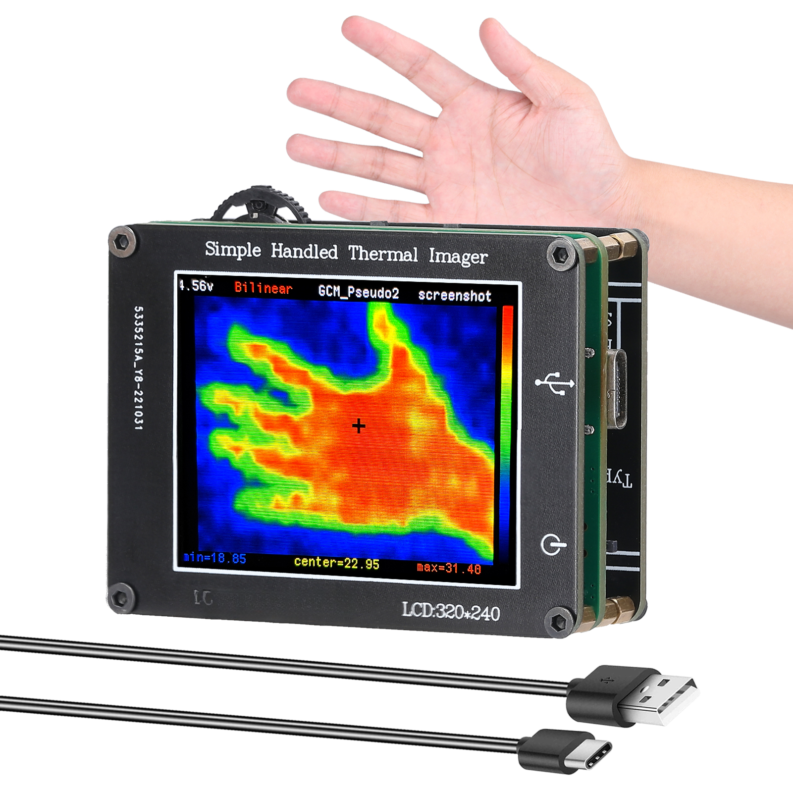 Einfache, Tragbare Wärmebildkamera Mit 24 X 32 Pixel Infrarotsensor, 2-zoll-lcd-bildschirm, 240 X 320 Pixel Auflösung, Klarem Bild Und Messbereich