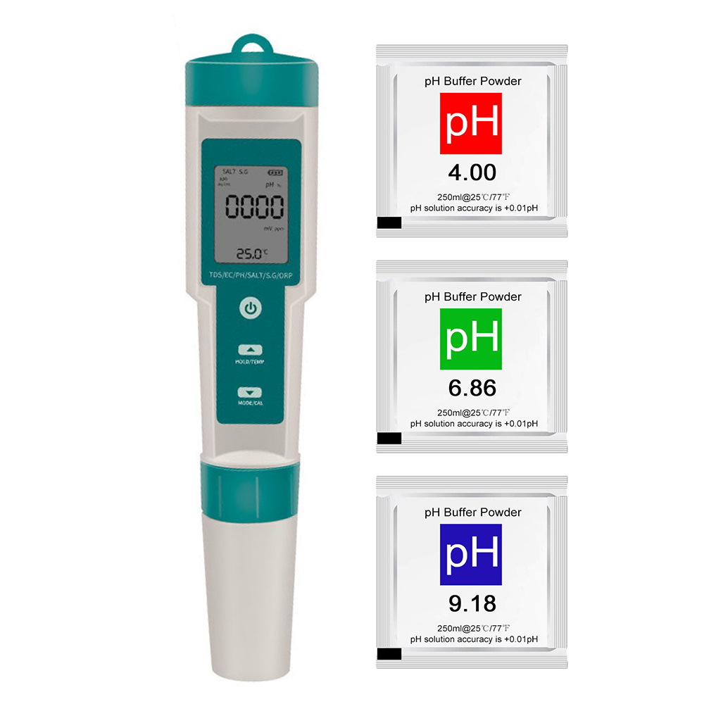 Tragbares 7-in-1-wasserqualitätsmessgerät: Ph-wert, Tds, Ec, Salzgehalt, Orp, Temperatur, Wasserdicht, 185 Mm, Für Aquarium Und Schwimmbad